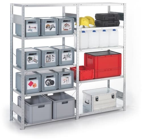 META Steckregal H3000xB1000xT600mm Anbauregal 7 Stahlböden Trgf.150kg lichtgrau META
