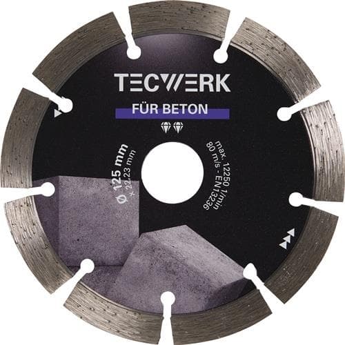 TECWERK Diamanttrennscheibe BETON D.125mm Bohr.22,23mm Seg.-B.33,8mm