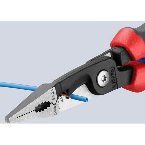 KNIPEX Elektroinstallationszange L.200mm pol.Mehrkomp.-Hülle o.Öffnungsf.KNIPEX