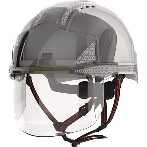 JSP Industriekletterhelm EVO® VISTAshield® Dualswitch™ weiß/rauch ABS
