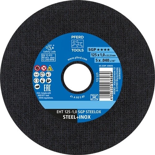 PFERD TOOLS Trennscheibe SGP STEELOX D125x1mm ger.INOX Bohr.22,23mm PFERD