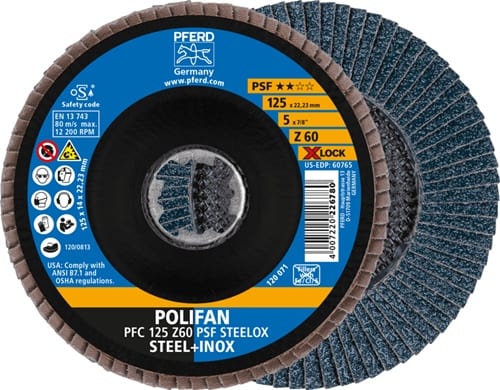 PFERD TOOLS Fächerscheibe X-LOCK PSF Z STEELOX D.125mm K.60 kon.INOX ZK Z PFERD