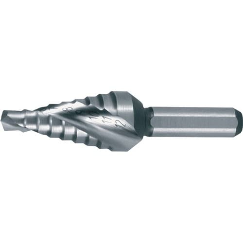 RUKO Stufenbohrer Bohrber.4-12mm HSS Spiralnut Gesamt-L.48mm Z.2 Stufen 9 RUKO