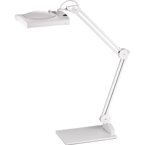 LED-Lupenleuchte Glaslinse 190,5mm (7,5 ") Tischklemme weiß Abdeckung,ecki. Kopf