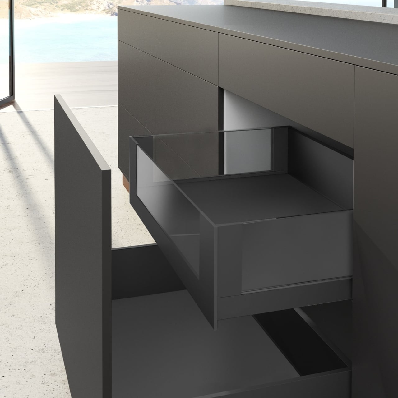 HETTICH AvanTech YOU Trägerprofil für gestaltbare Innenfront, anthrazit, 9257665