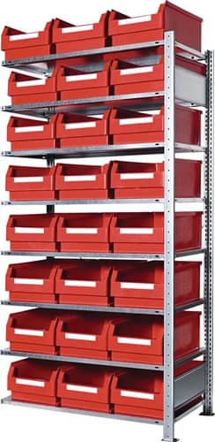 KAPPES Steckregal H2000xB1000xT500mm Anbauregal 8 Stahl-Bd.24xGr.2 rot KAPPES