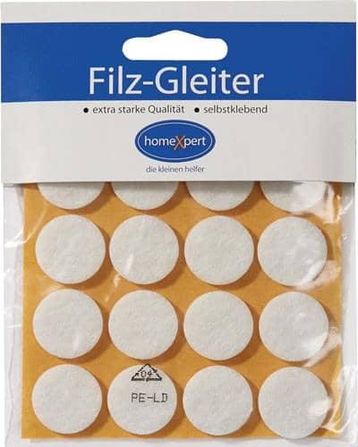 Filzgleiter 17mm Filz weiß selbstkl.16 St./SB-Karte