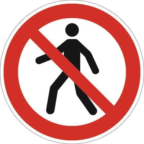 Verbotszeichen ASR A1.3/DIN EN ISO 7010 Fußgänger verboten Folie