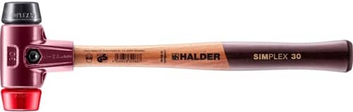 HALDER Schonhammer SIMPLEX L.300mm Kopf-Ø 30mm mittelh./hart HO Gum.schw./Plastik rot