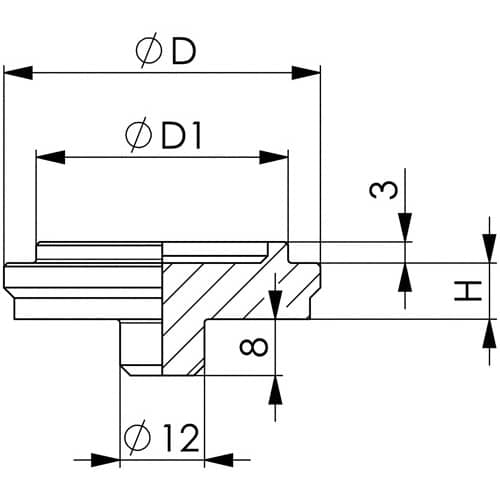 AMF Schraubbockaufsatz Nr.6442 Einsteckzapfen-D.12mm Zentrierplatte AD 45mm AMF