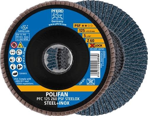 PFERD TOOLS Fächerscheibe X-LOCK PSF Z STEELOX D.125mm K.60 kon.INOX ZK Z PFERD