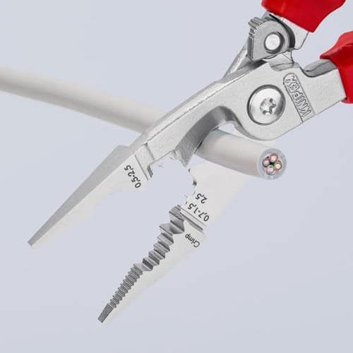 KNIPEX Elektroinstallationszange L.200mm VDE verchr.Mehrkomp.-Hüllen m.Öffnungsf.KNIPEX