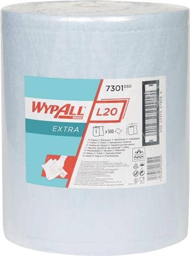 KIMBERLY-CLARK Wischtuch WYPALL L20 7301 L.ca.385 mmxB.ca.325mm blau 500 Tü./Rl.
