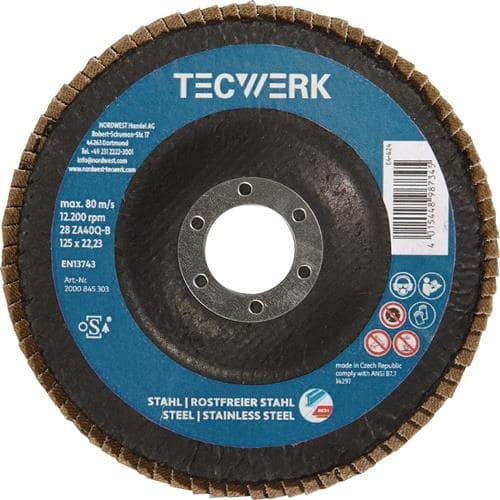 TECWERK Premium-Fächerscheibe 2in1 D.125mm K.80 fl.INOX/Stahl ZK TECWERK