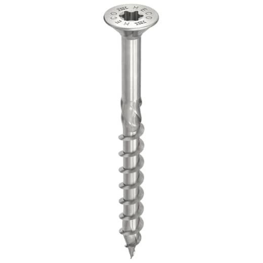 HECO TOPIX-plus A2 5,0 x 80, Senkkopf mit Frästaschen, Drive, HD-25, Teilgewinde, blank, gleitbeschichtet