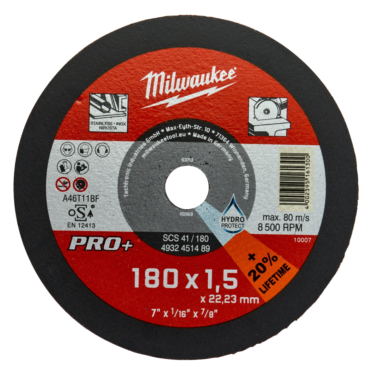 MILWAUKEE SCS41 1,5 mm Metalltrennscheibe PRO+ INOX 180 mm