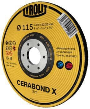 TYROLIT Schruppscheibe CERABOND X D178xS7mm K.24 gekr.INOX/Stahl Bohr.22,23mm TYROLIT