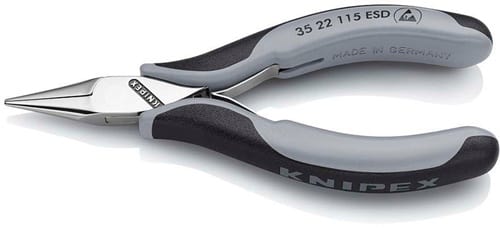 KNIPEX Elektronik-Greifzange Gesamt-L.115mm ESD flachrunde Backen spiegelpol.Form 2