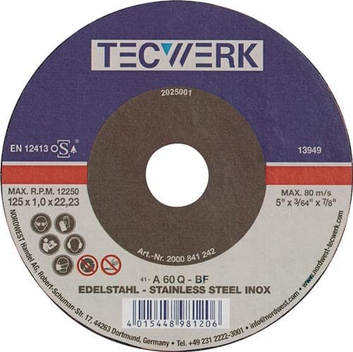 Trennscheibe INOX INOX Bohrung 22,23 mm TECWERK