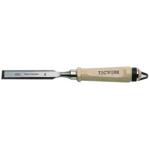 TECWERK Stechbeitel Schneiden-B.10mm m.Zwinge Weißbuchenh.Ulmer Form CV-Stahl TECWERK