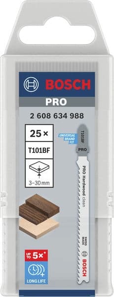 BOSCH Stichsägeblatt T 101 BF Clean for Hard Wood, 25er-Pack