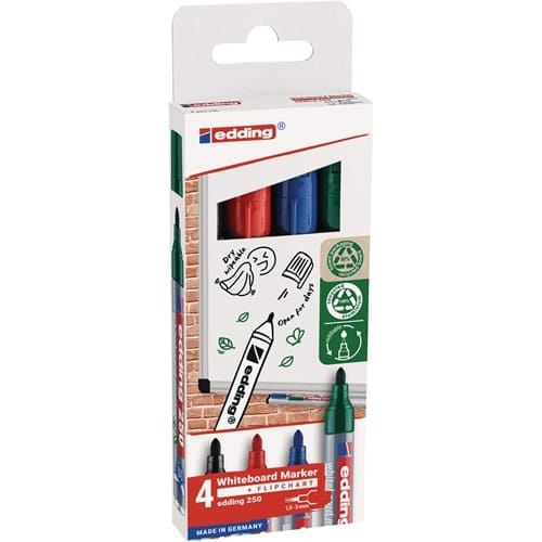 EDDING Whiteboardmarker 250 schwarz/rot/blau/grün Strich-B.1,5-3mm Rundspitze EDDING