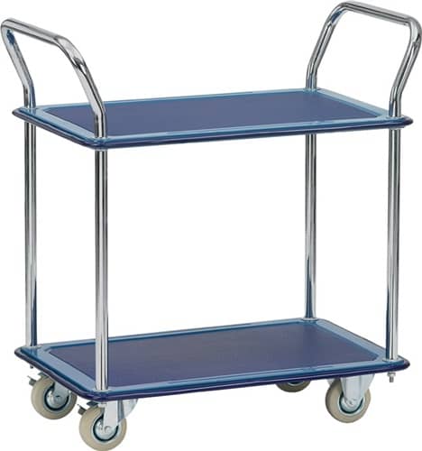 FETRA Tischwagen 2 Ladeflächen L740xB480mm alu/blau Trgf.120kg