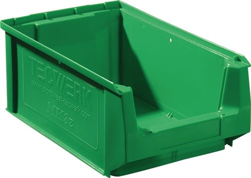 TECWERK Sichtlagerkasten L350/300xB210xH140mm PE grün TECWERK