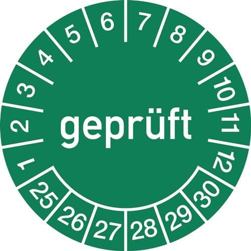 Mehrjahresprüfplakette D.15mm gepr.2025-2030 Folie Btl.a 100 St.