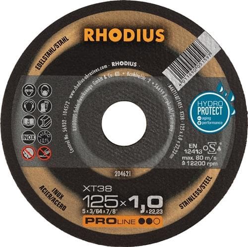 RHODIUS Trennscheibe XT38 D115x1mm ger.INOX Bohr.22,23mm RHODIUS