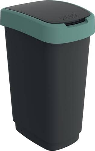 ROTHO Wertstoffsammler TWIST 50l H602xB298xT401mm schwarz Deckelrand blau ROTHO