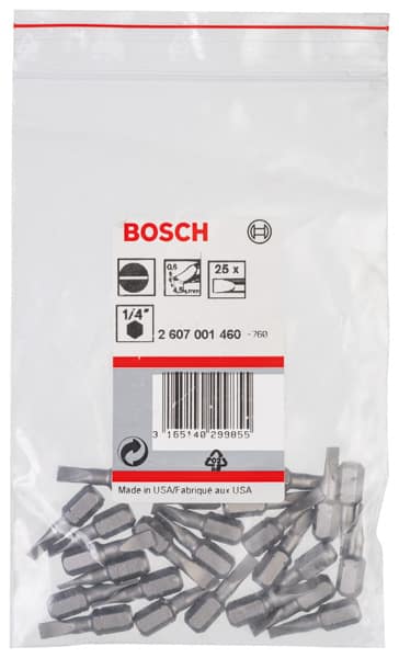 BOSCH Schrauberbit Extra-Hart S 0,6 x 4,5, 25 mm, 25er-Pack