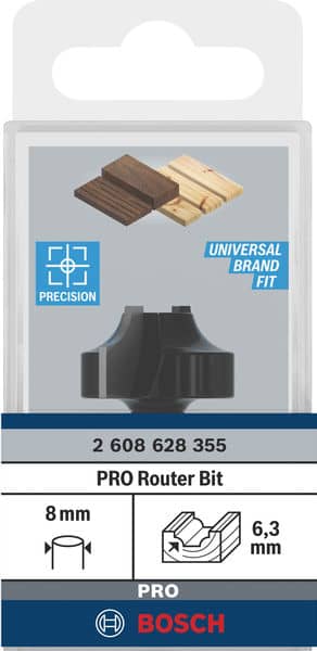 BOSCH Profilfräser E, 8 mm, R1 6,3 mm, D 25,4 mm, L 14 mm, G 46 mm