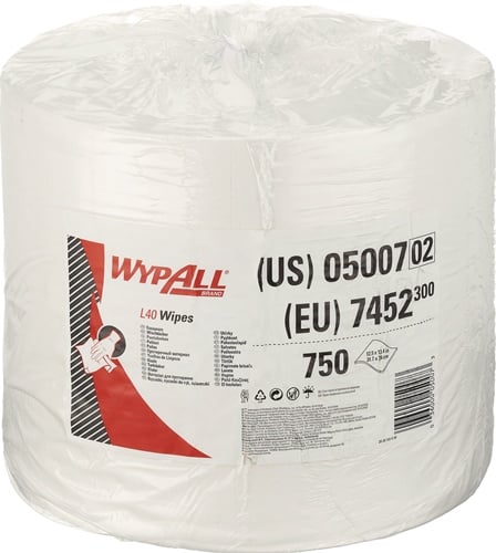 WYPALL Wischtuch WYPALL L40 7452 L.ca.315 mmxB.ca.310mm weiß 1-lagig 750 Tü./Rl.WYPALL