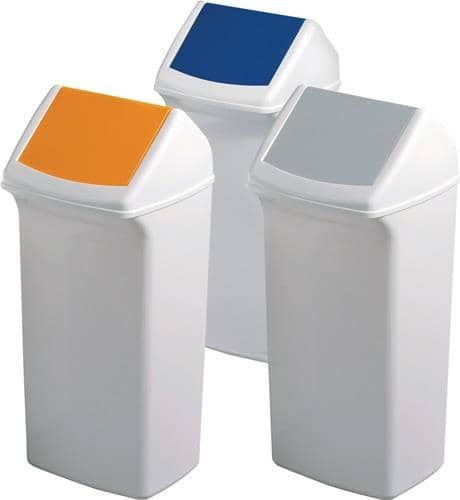 DURABLE Wertstoffsammler 40l H747xB320xT366mm weiß/gelb m.Deckel DURABLE