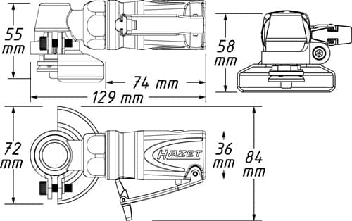 HAZET Druckluftwinkelschleifer 9033M-7 50-59mm 18000min-¹ 84l/min HAZET