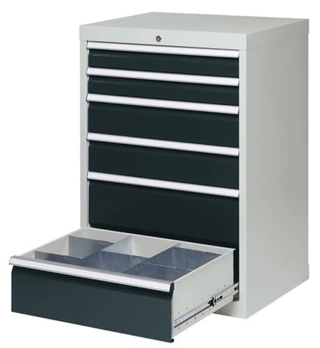 BEDRUNKA+HIRTH Schubladenschrank H1019xB680xT500mm grau/anthr. 6Schubl.Vollauszug