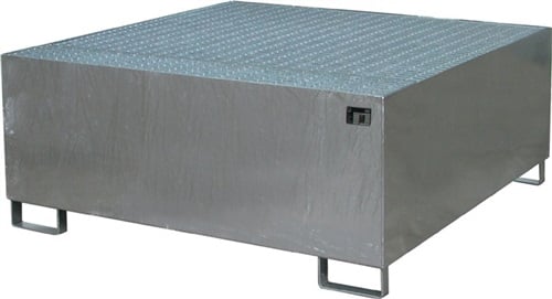 BAUER Auffangwanne Auffangvol.1000l L1460xB1460xH620mm Stahlbl.m.Gitterrost silber