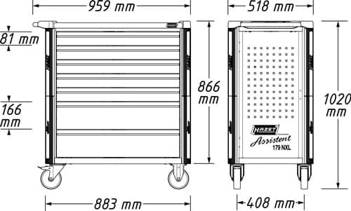 HAZET Wkz.wagen 179NXL-7 B959xT518xH1020mm 8 Schubl.Stahlbl.HAZET
