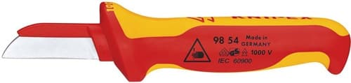 KNIPEX Kabelmesser L.190mm Klingen-L.50mm Klingenrücken m.Ku.-Überzug VDE68g Mehrkompgr