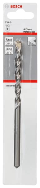 BOSCH Betonbohrer CYL-3, 8 x 90 x 150 mm, d 7,5 mm, 1er-Pack
