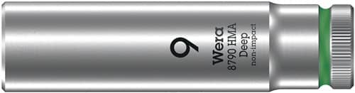 WERA Steckschlüsseleinsatz 8790 HMA Deep Außen-6-kant SW9mm 4-kant 1/4Zoll CrV L.50mm