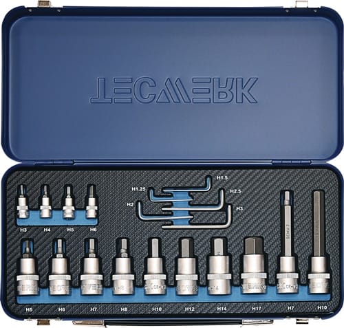 TECWERK Steckschlüsselsatz 19-tlg.1/4+1/2 Zoll 1,25-17mm f.Innen-6-kant TECWERK