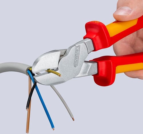 KNIPEX Kraft-Seitenschneider isoliert m.MK-Hüllen VDE verchromt 250mm