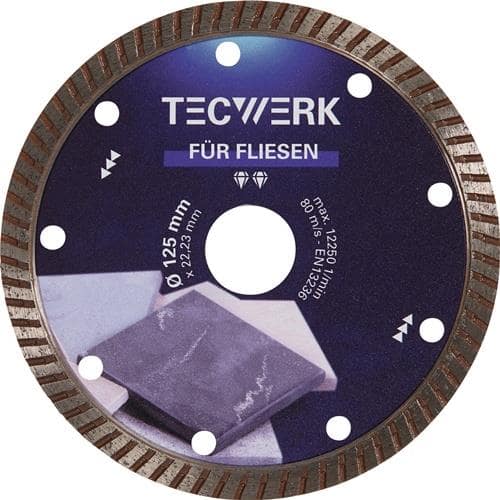 TECWERK Diamanttrennscheibe FLIESEN PRO T D.125mm Bohr.22,23mm Seg.H.7mm Seg.S.1,6mm TW