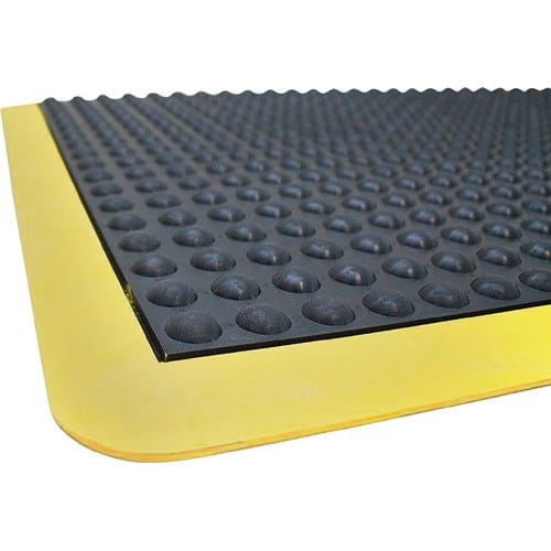 COBA Arbeitsplatzbodenbelag Fertigmatte L900xB600xS14mm schwarz/gelb SBR-Gummi COBA