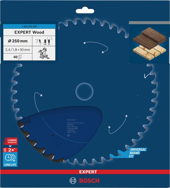 BOSCH Kreissägeblatt Expert for Wood, 250 x 30 x 2,4 mm, 40