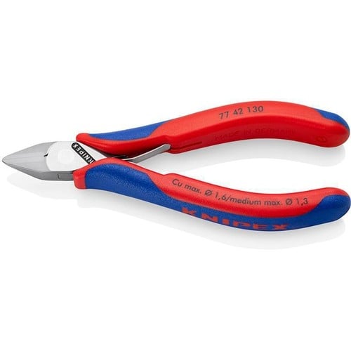 KNIPEX Elektronikseitenschneider L.130mm Form 4 Facette nein 2K-Hülle spiegelpol.KNIPEX