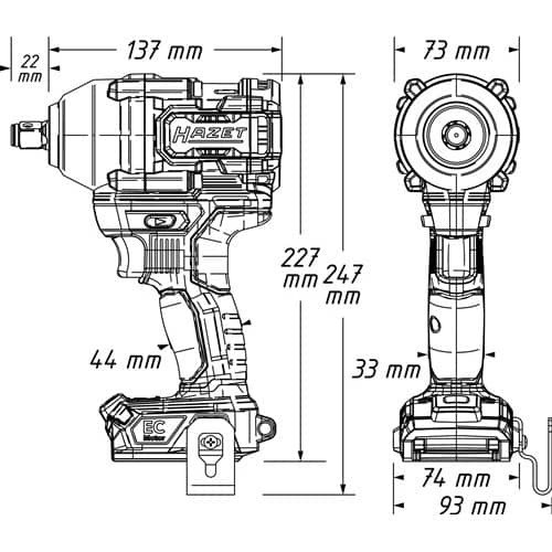HAZET Akku-Schlagschrauber 9512-950 18V 12,5mm (1/2Zoll) 4-kt.750 Nm HAZET