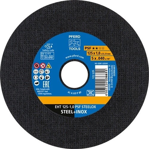 PFERD TOOLS Trennscheibe PSF STEELOX D125x1mm ger.INOX Bohr.22,23mm PFERD